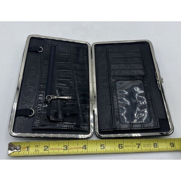 Brighton Black Leather Small Organizer Checkbook Bag Wallet Clutch 7.5 x 4.5” - Picture 8 of 16